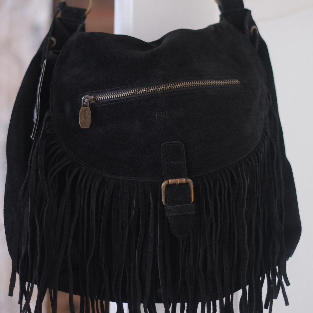 Suede Black Handbag Prune Brand
